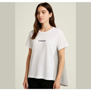 zara women white cotton tunic t-shirt London Sz L